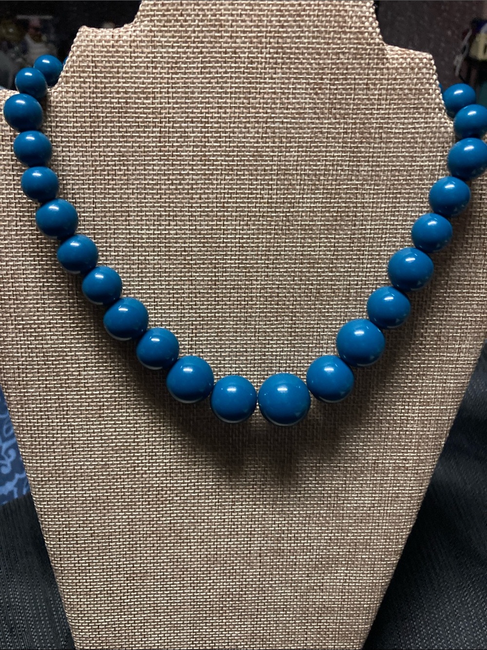 Bright Blue Beaded Necklace -